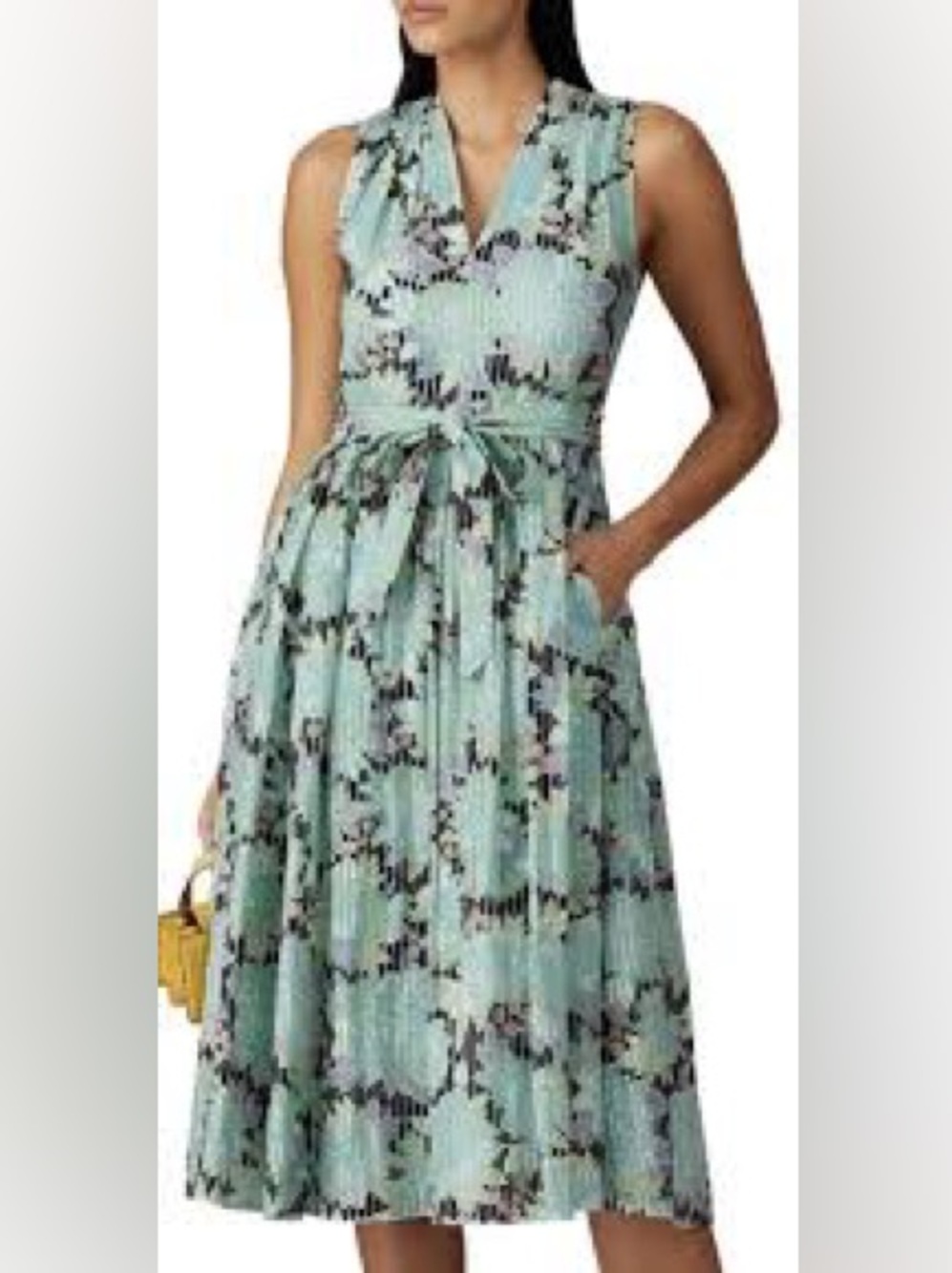 NWOT Kate Spade Dahlia Bloom Burnout Midi Dress Green Floral Pleated Size 0